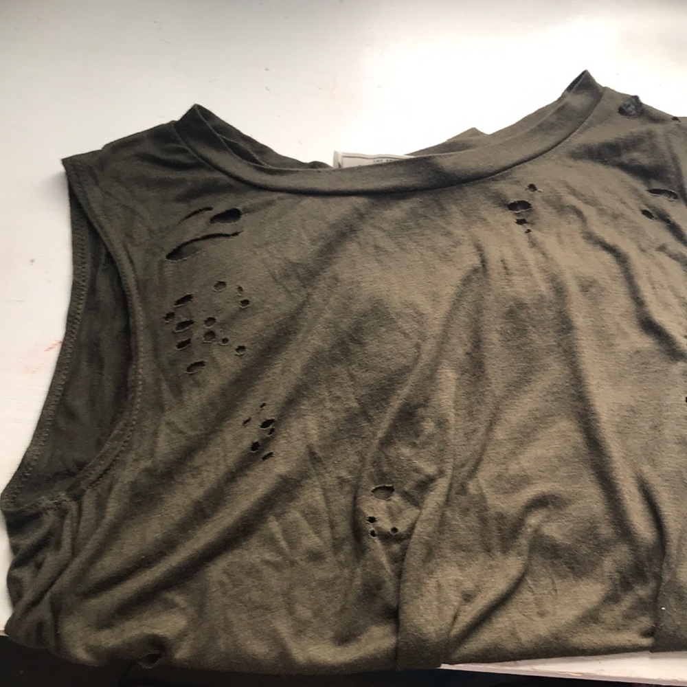 Army Green Distressed Tank top